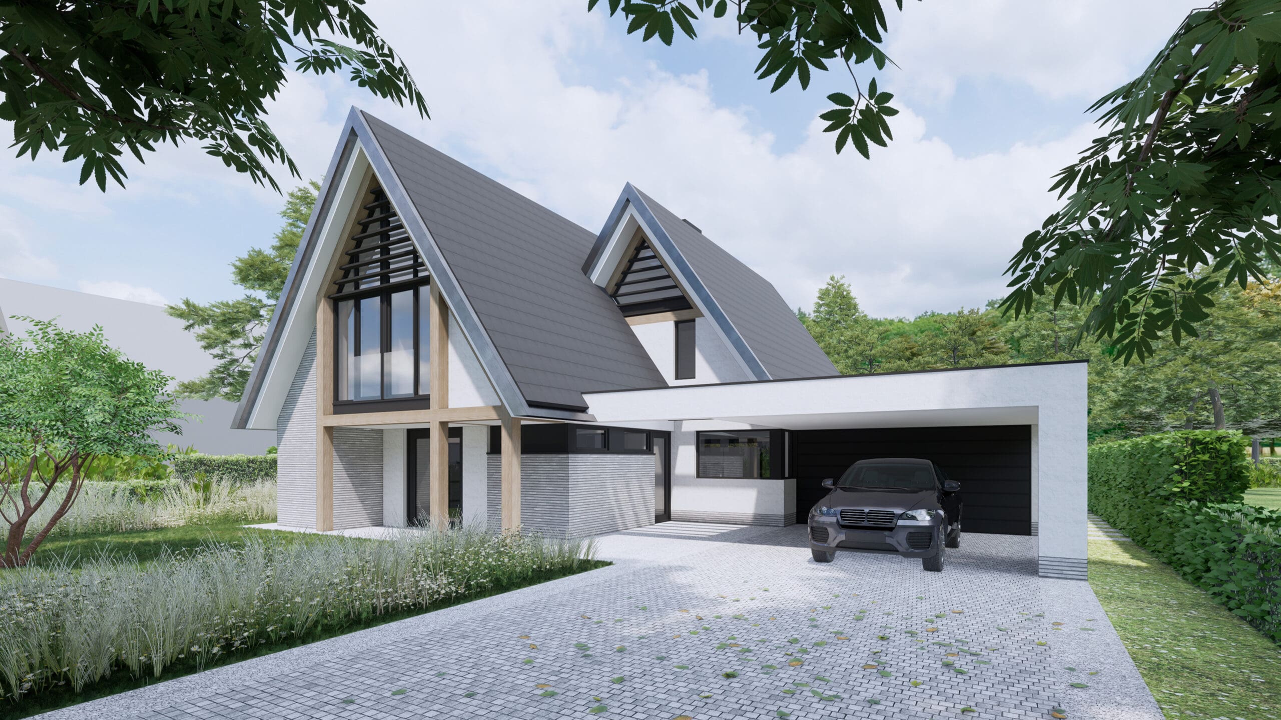 Eigentijdse woning met dubbele kap