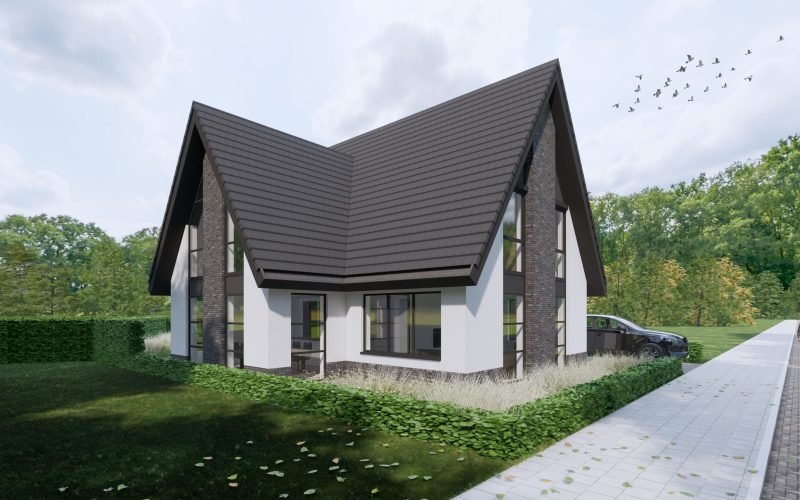 Eigentijdse woning met contrasterende kleuren