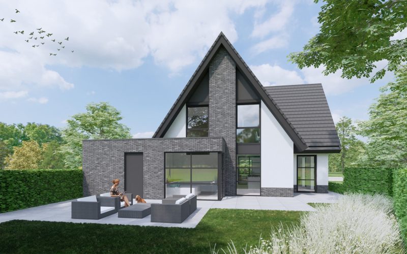 Eigentijdse woning met contrasterende kleuren